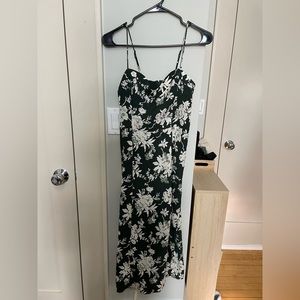 Abercrombie and fitch high slit green floral dress